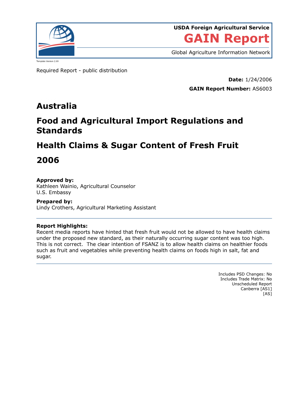 Food and Agricultural Import Regulations and Standards s20