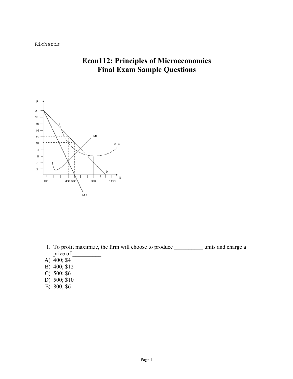 Final Exam Sample Questions