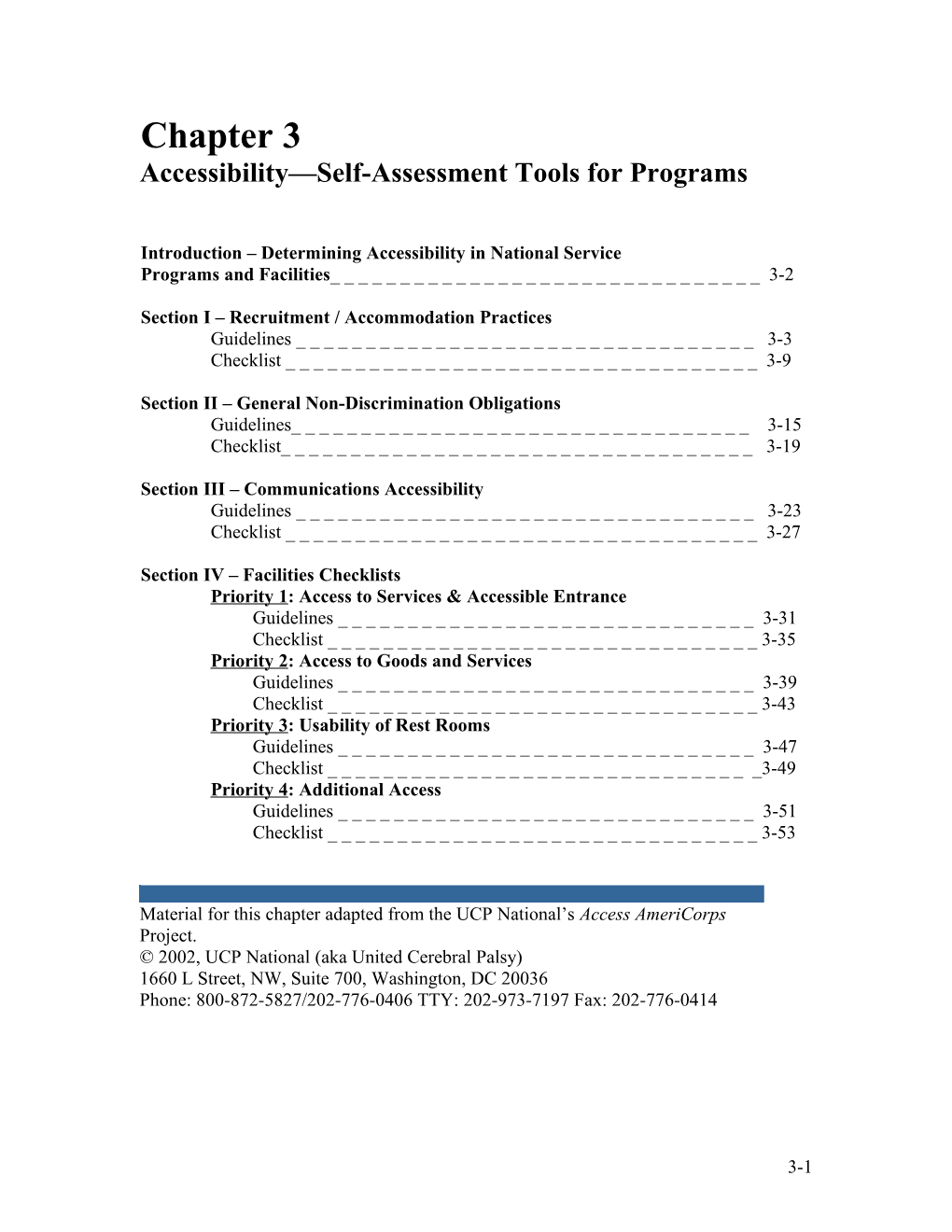 Determining Accessibility in Your Americorps Programs and Facilities Chapter Contents