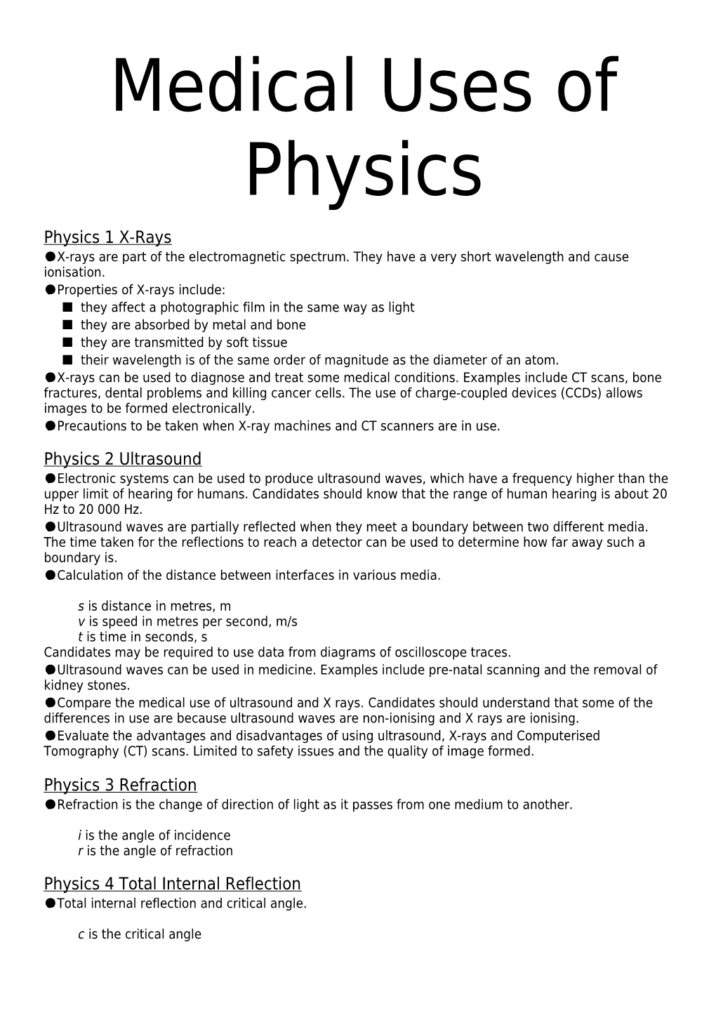 Medical Uses of Physics