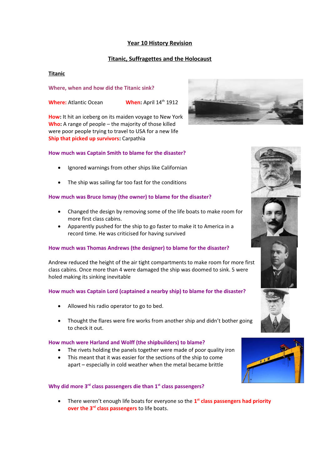 Year 10 History Revision