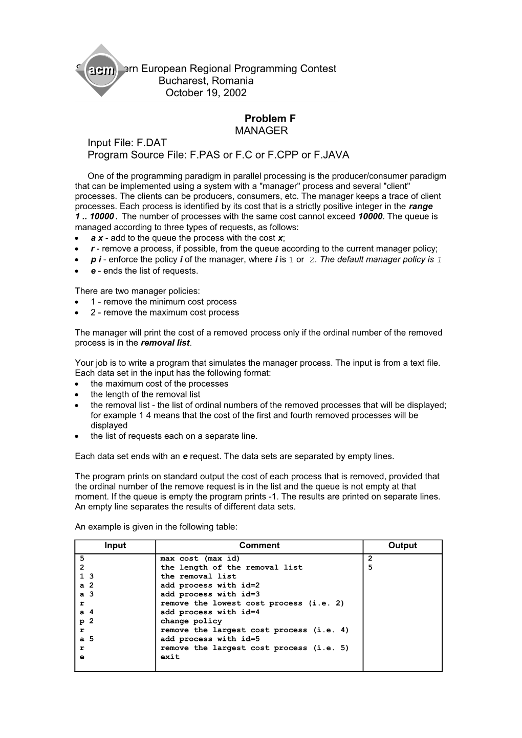 Southeastern European Regional Programming Contest