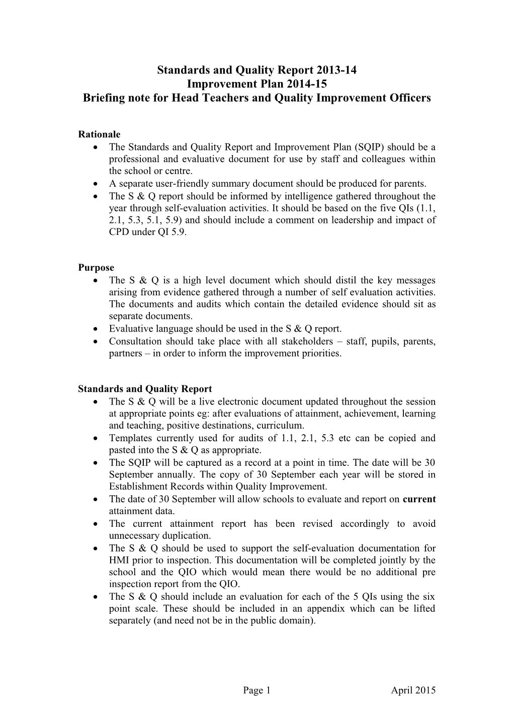 Standards and Quality Report 2013-14