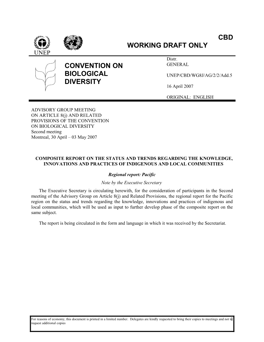 UNEP/CBD/WS-CB/LAC/1/1 - Provisional Agenda