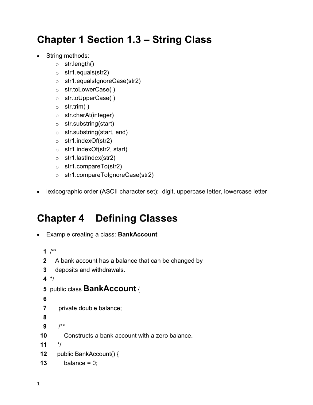 Chapter 1 Section 1.3 String Class