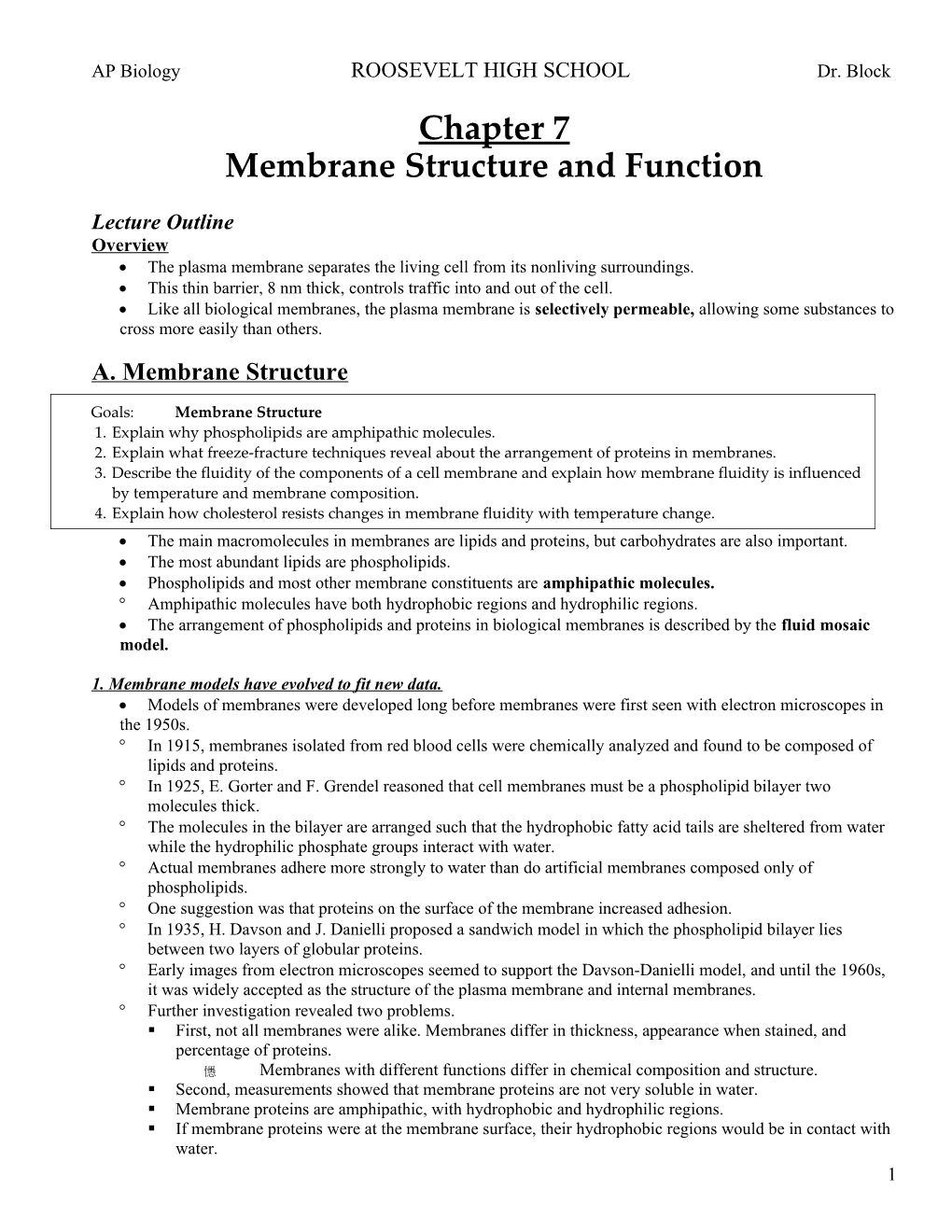 Chapter 8 Membrane Stucture and Function s1