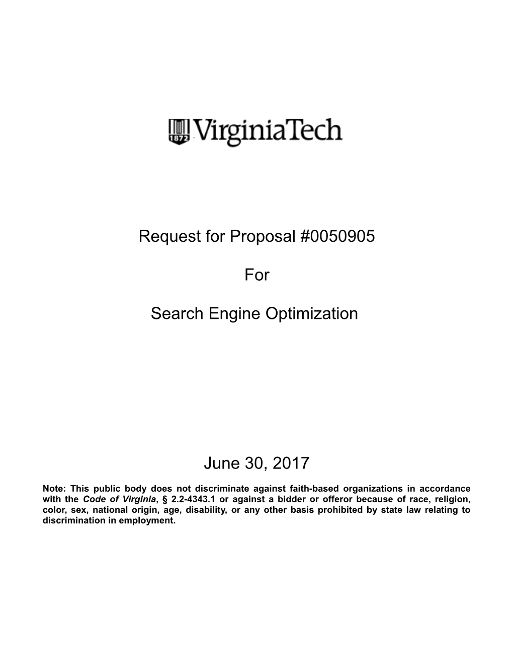 Request for Proposal #0050905