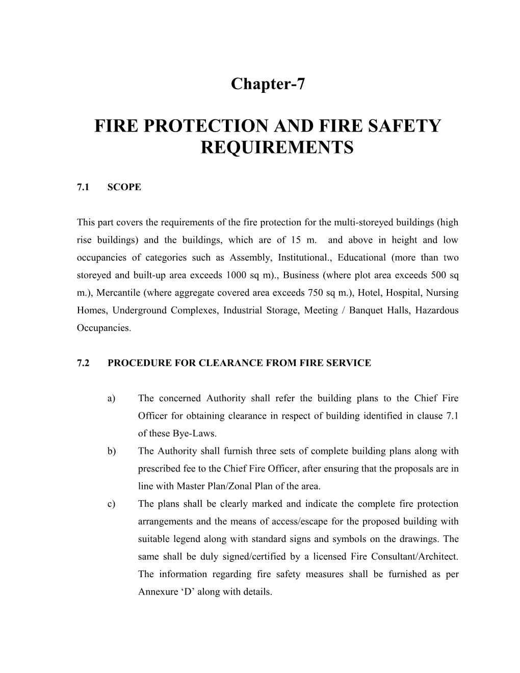 Chapter-7 Fire Protection and Fire Safety Requirements