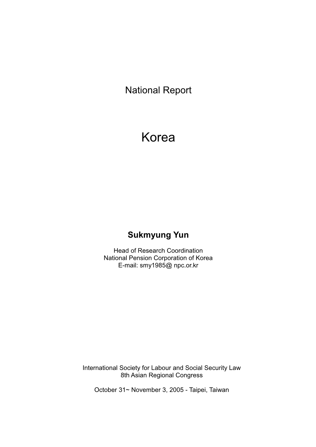 The National Report : Korea