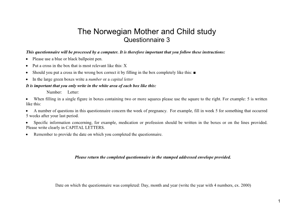The Norwegian Mother and Child Study