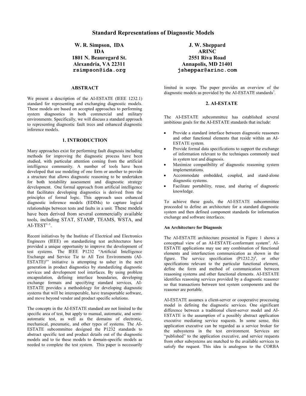 Standard Representations of Diagnostic Models