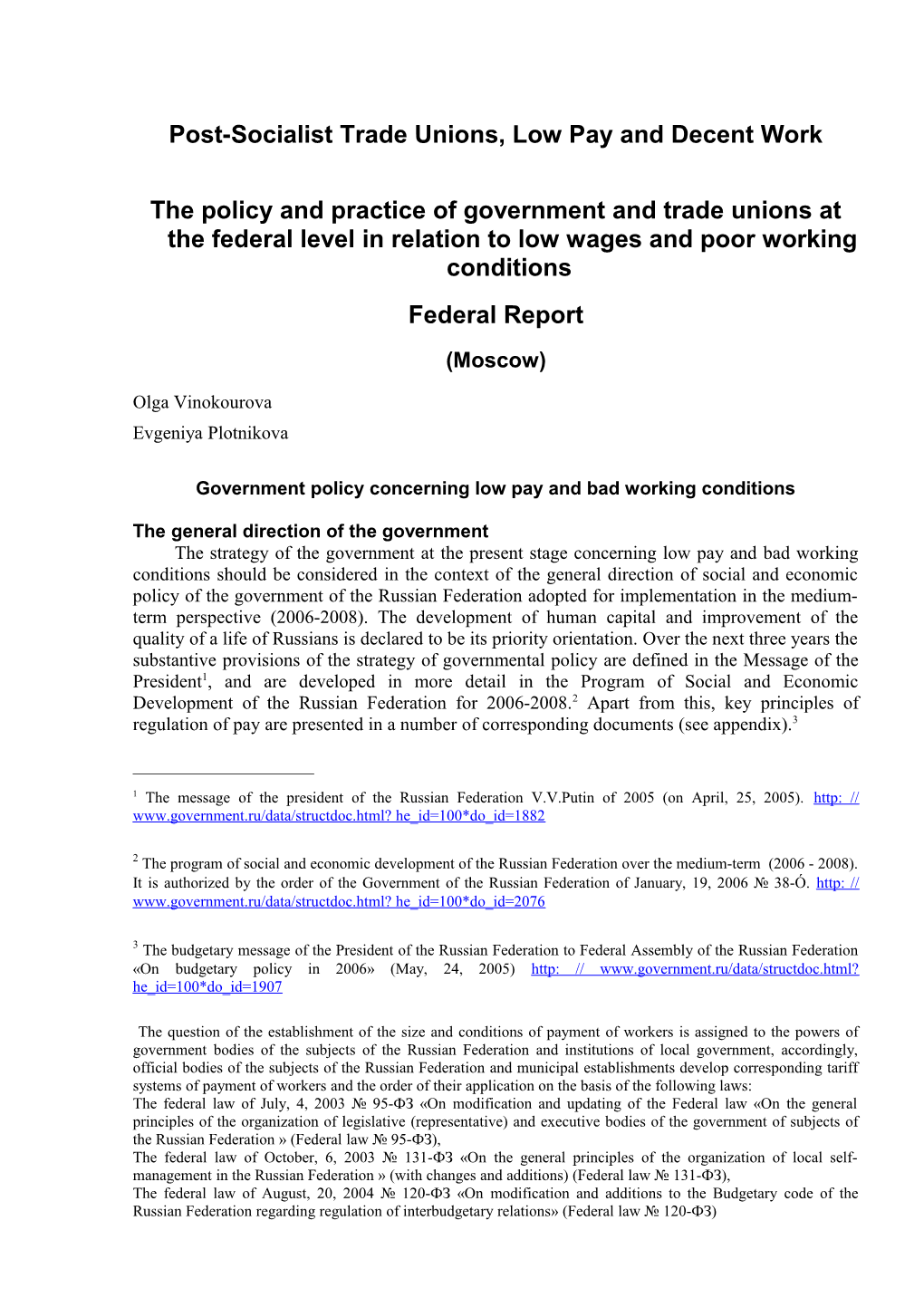 Post-Socialist Trade Unions, Low Pay and Decent Work s1