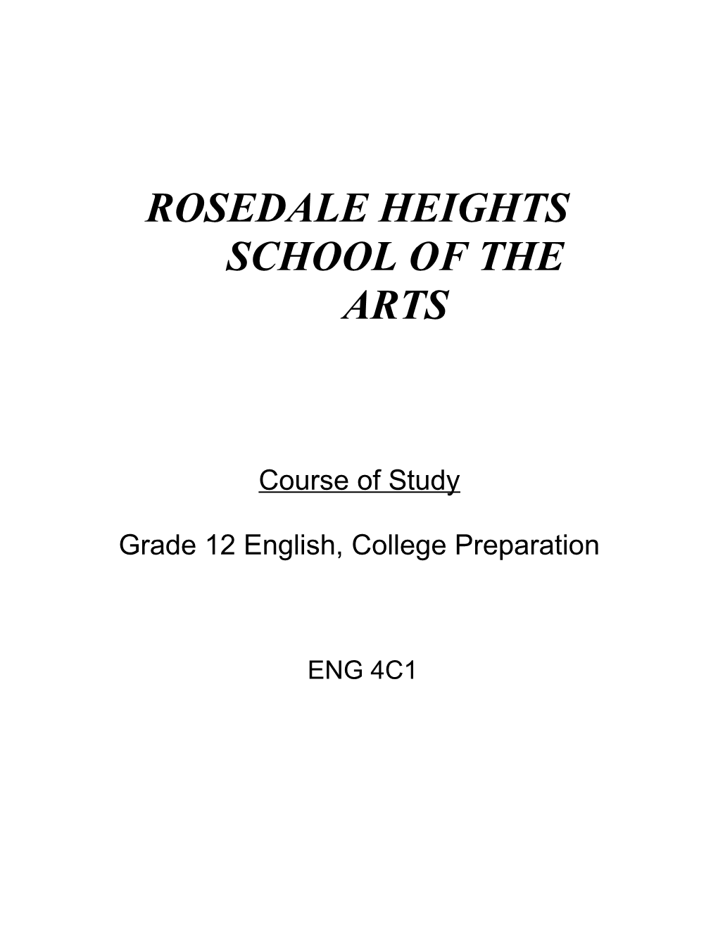 Rosedale Heights School of the Arts