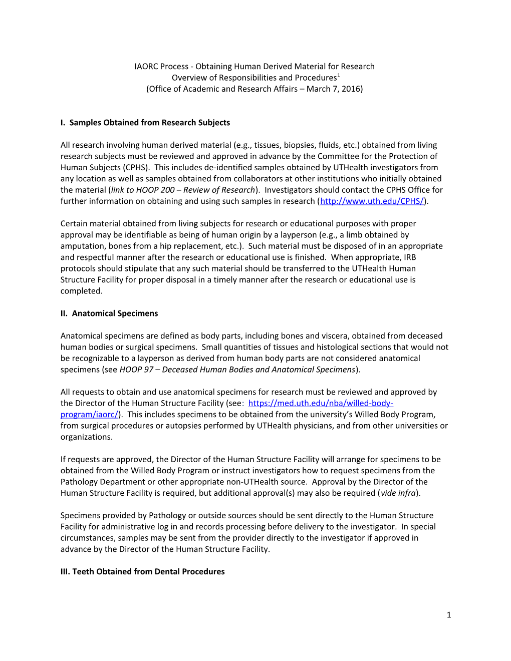 IAORC Process - Obtaining Human Derived Material for Research