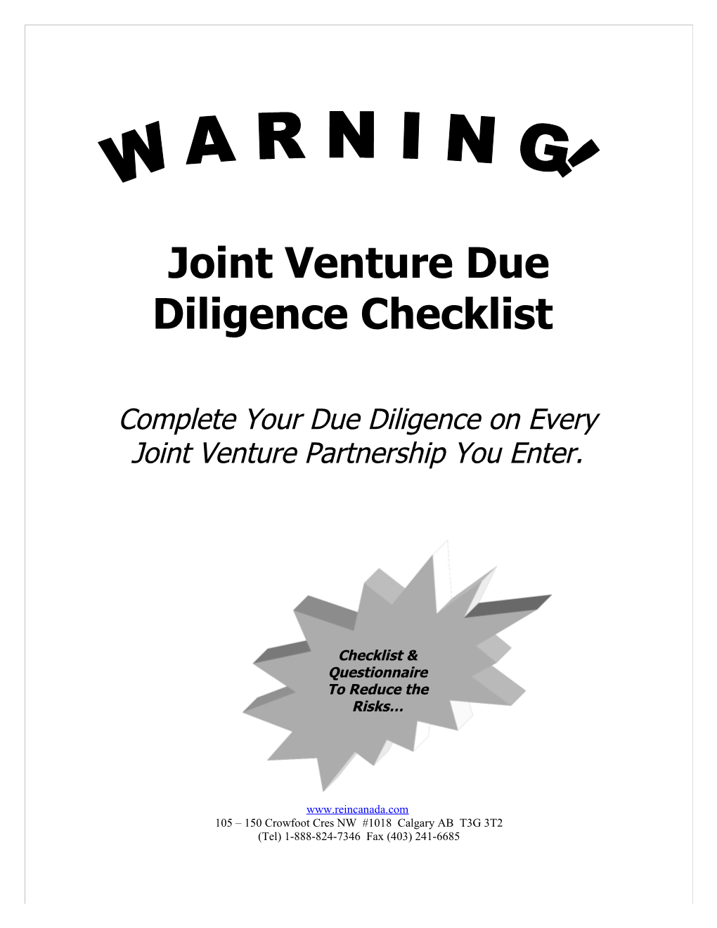 Joint Venture Due Diligence Checklist