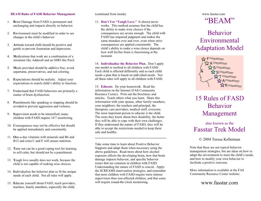 BEAM Rules of FASD Behavior Management