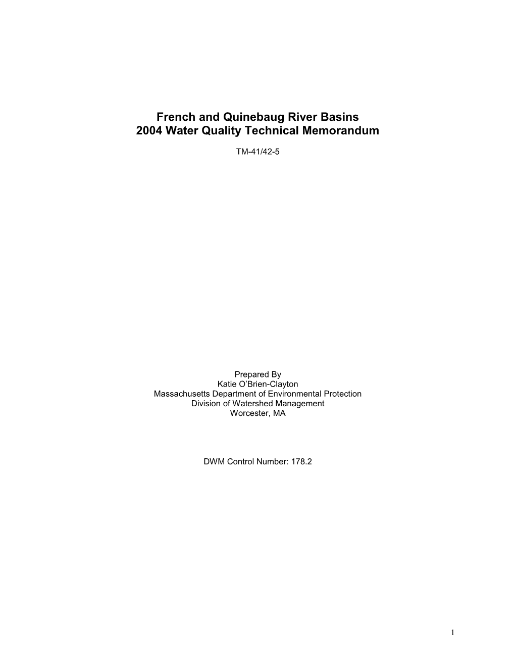 Hudson River Basin 2002 Water Quality Technical Memorandum