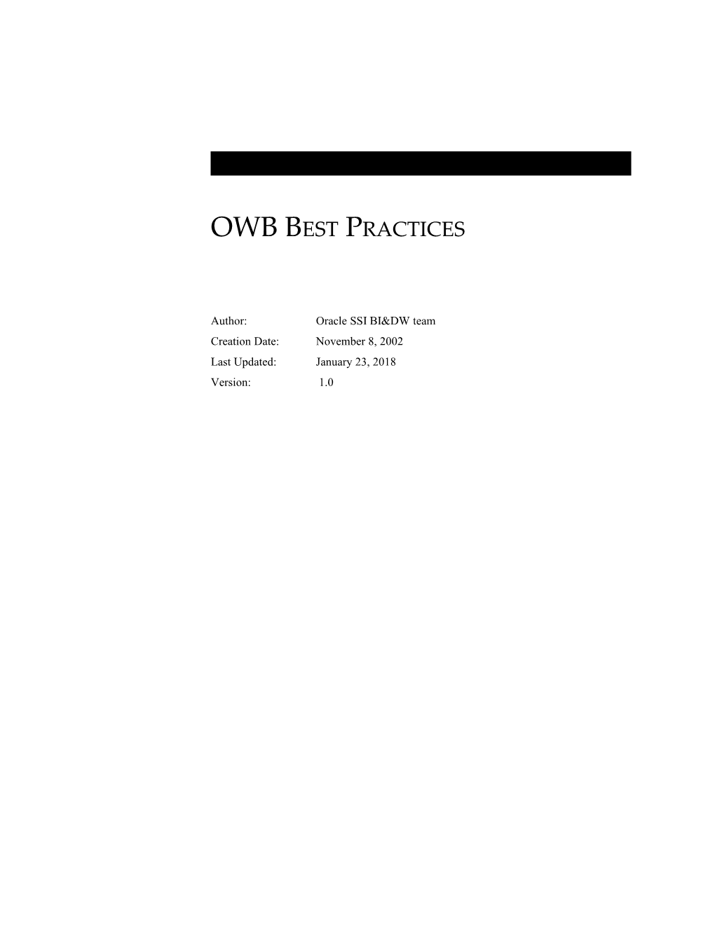 OWB Best Practices