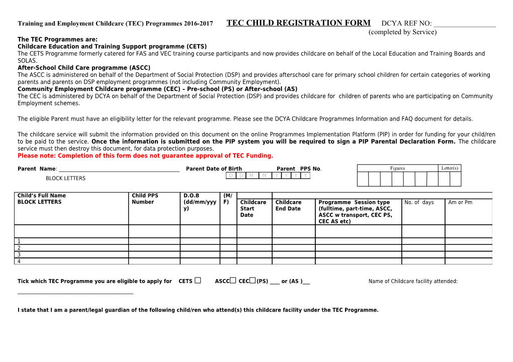 2016 17 TEC Pre-Registration Form