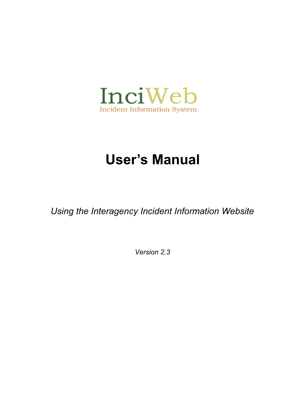 Inciweb User's Manual