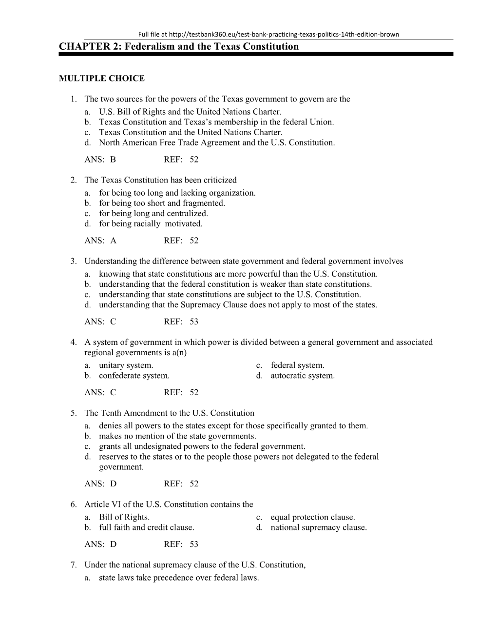 CHAPTER 2: Federalism and the Texas Constitution s1