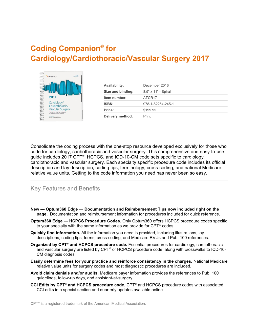 Coding Companion for Cardiology/Cardiothoracic/Vascular Surgery 2017