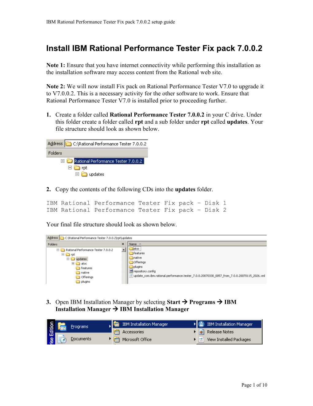 Install IBM Rational Performance Tester Fix Pack 7