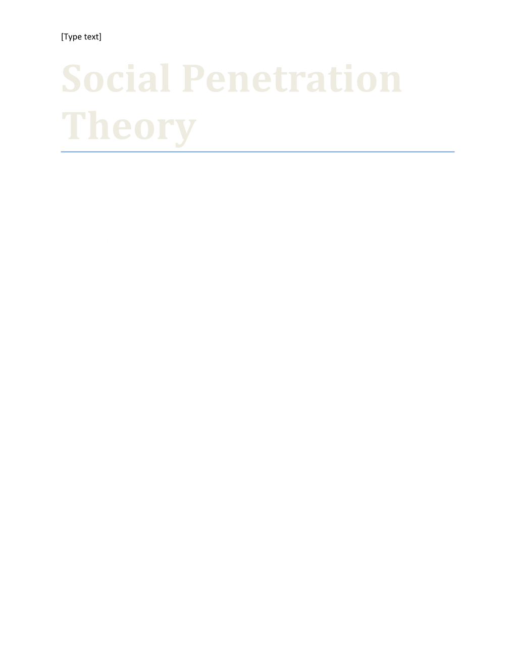 Social Penetration Theory