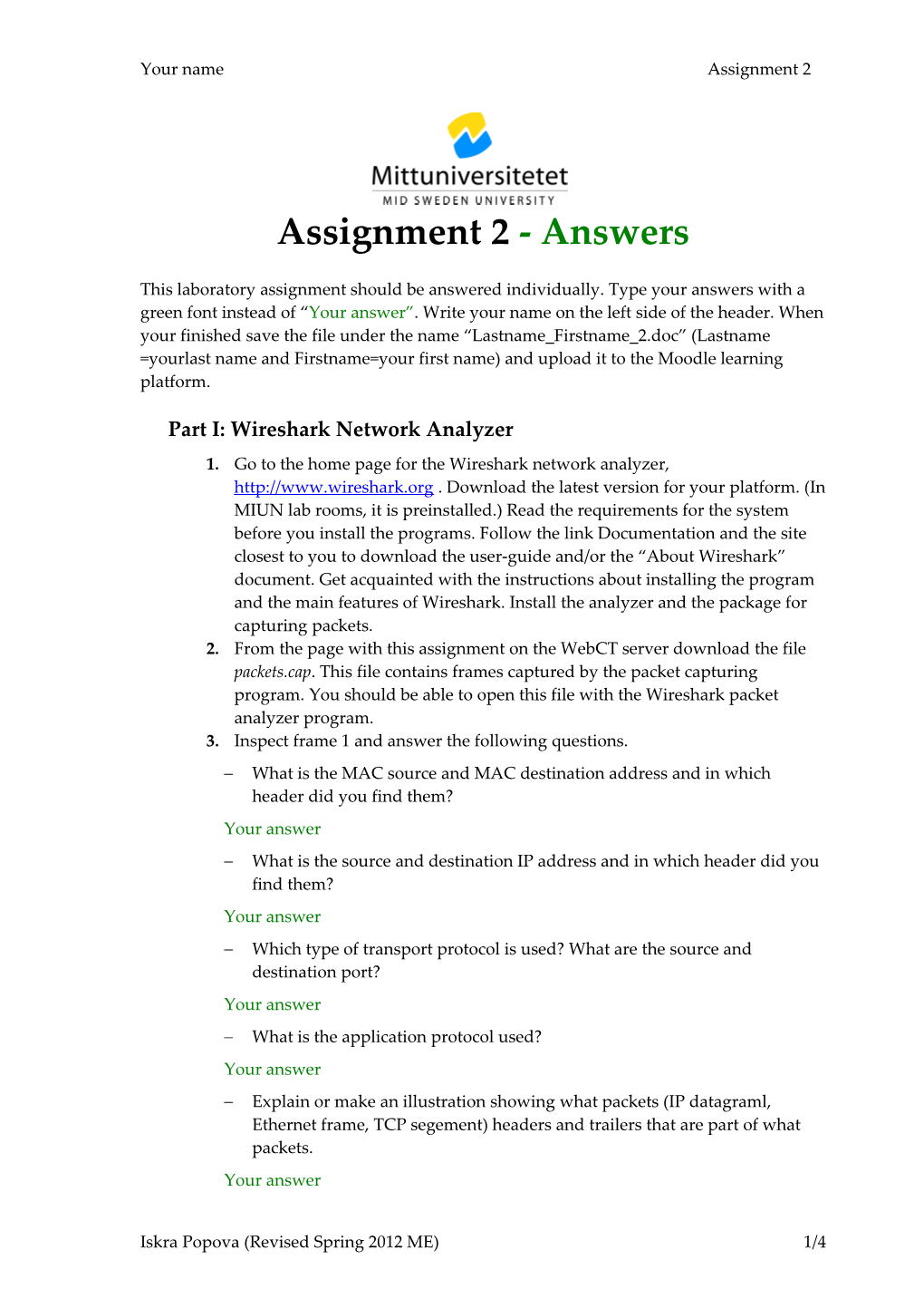 Assignment 2 - Answers