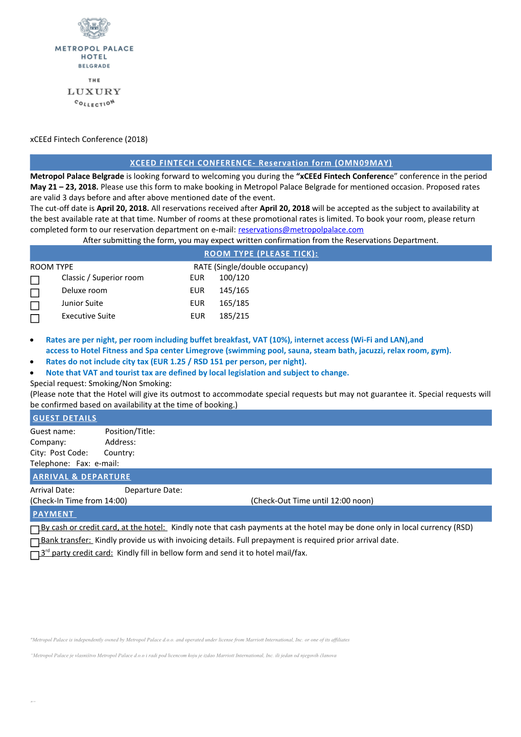 Xceed Fintech Conference- Reservation Form (OMN09MAY)