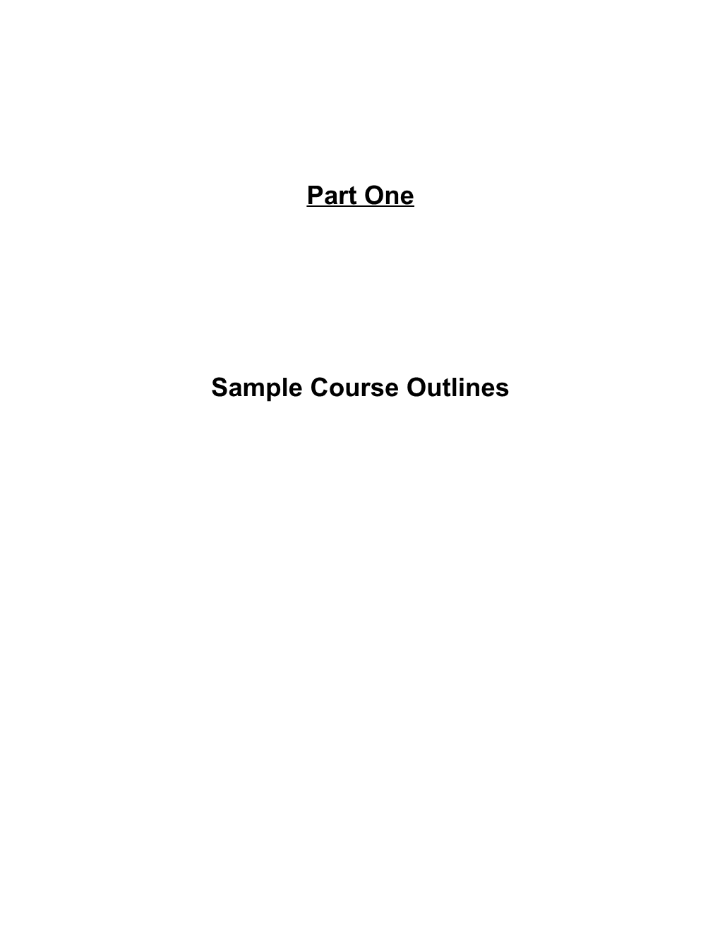 10 Week Course Outline