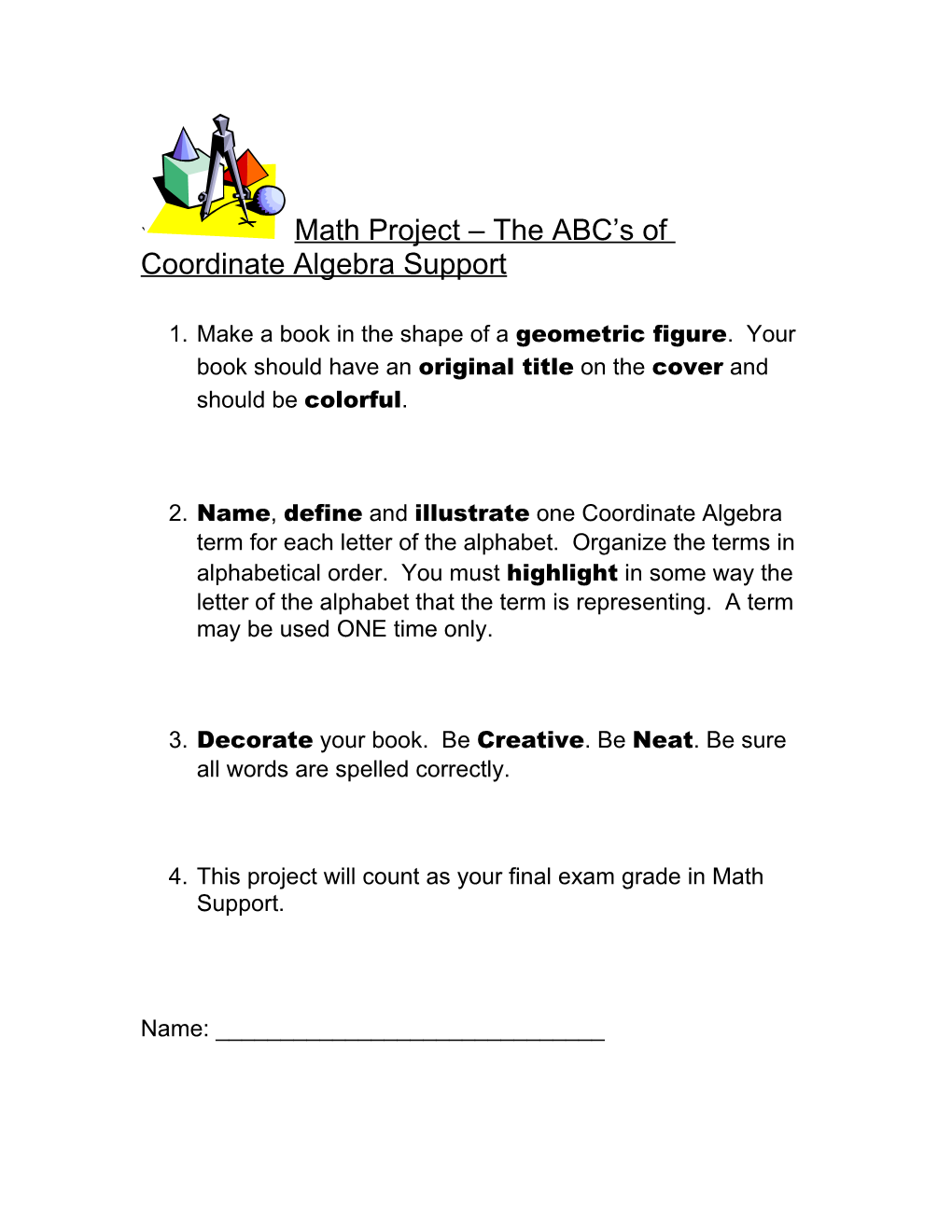 Math Project the ABC S of MATH