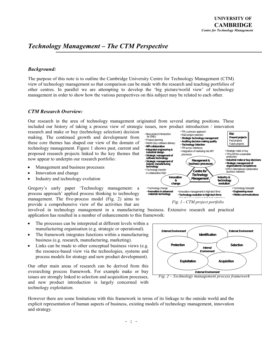Technology Management the CTM Perspective
