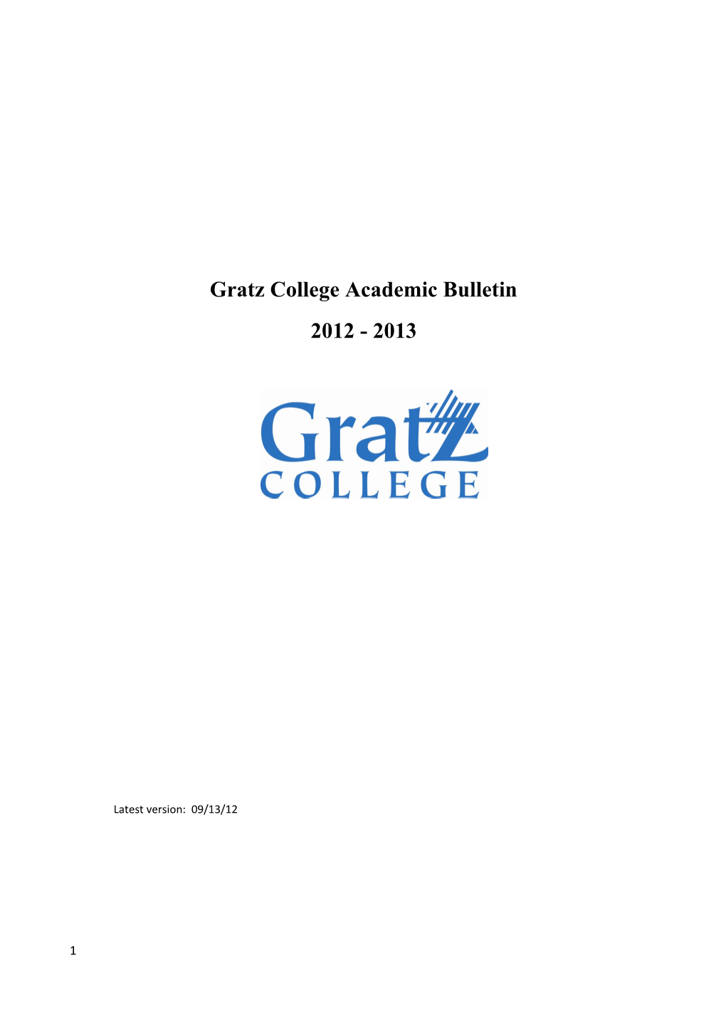 Gratz College Academic Bulletin