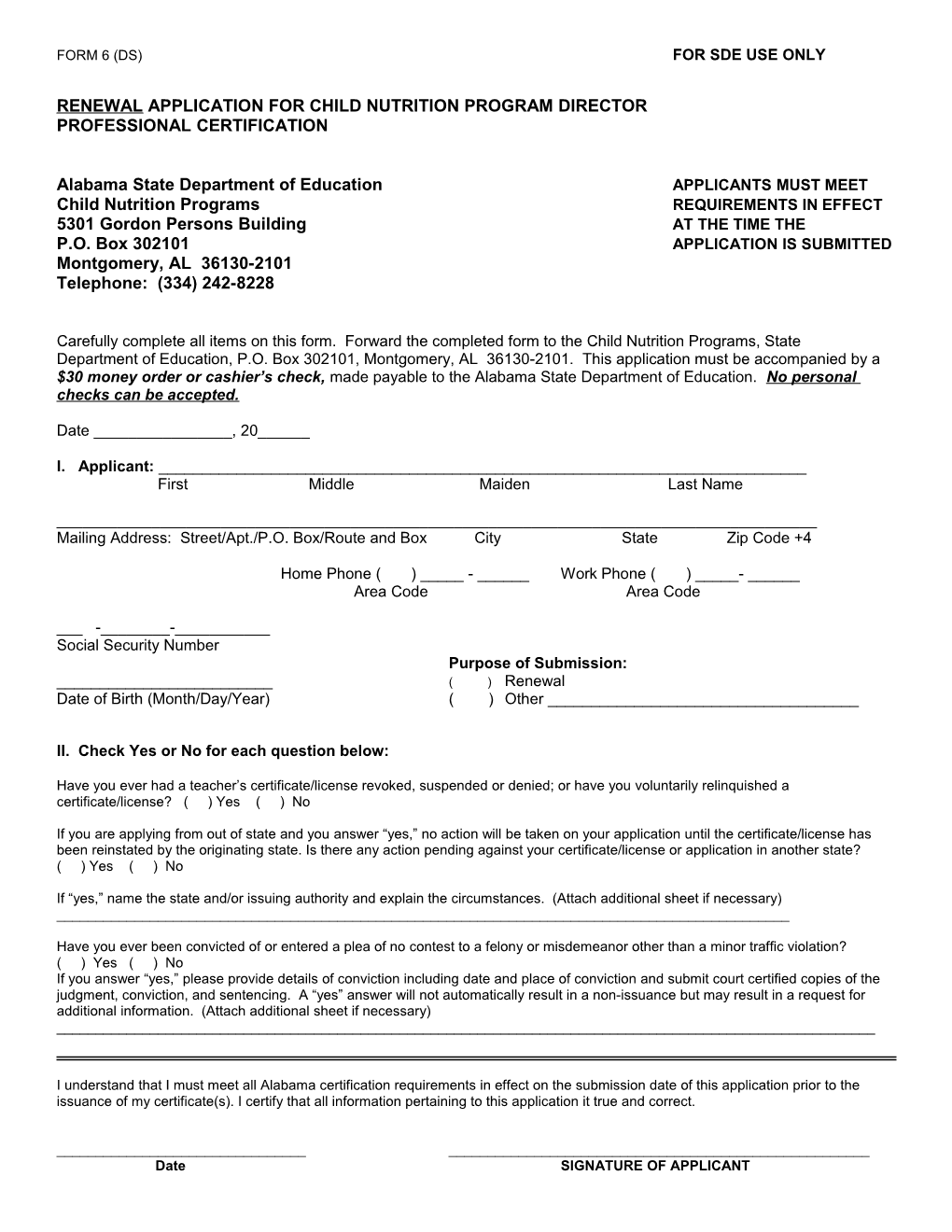 RENEWAL CNP Director Certification Application