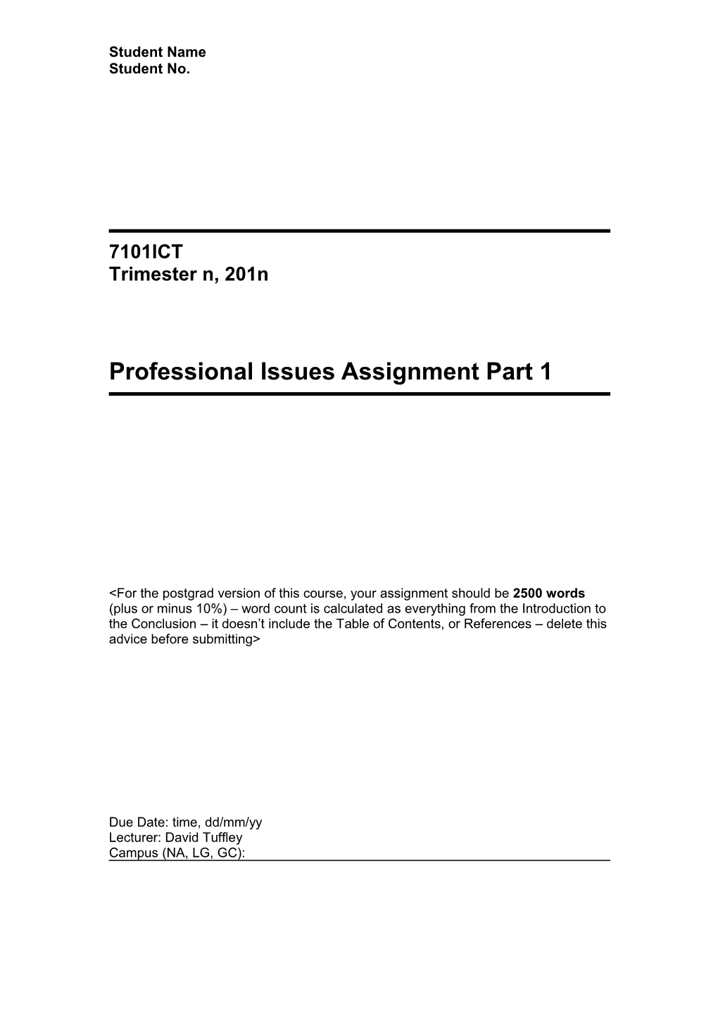 Assignment Template: ICT, Griffith University