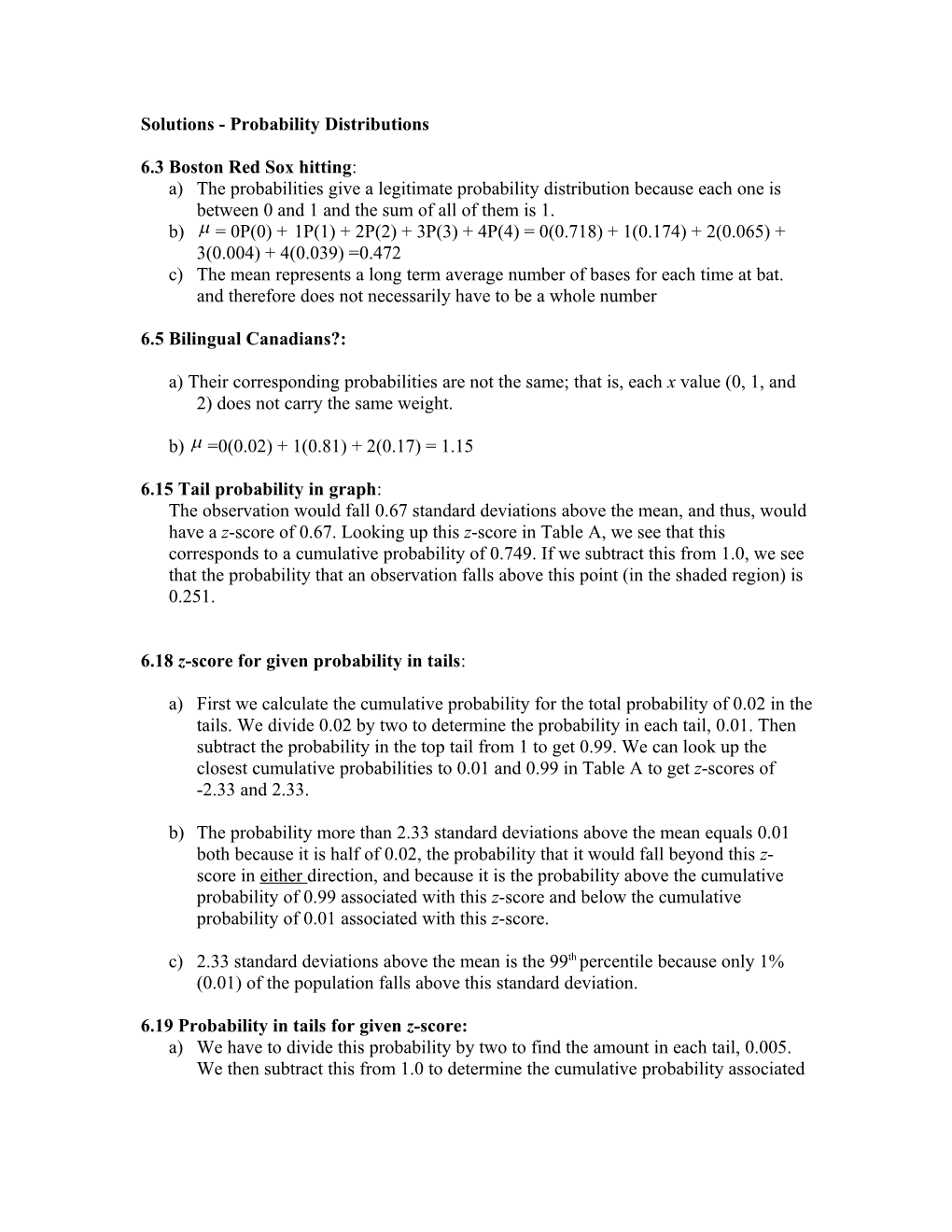 Solutions - Probability Distributions