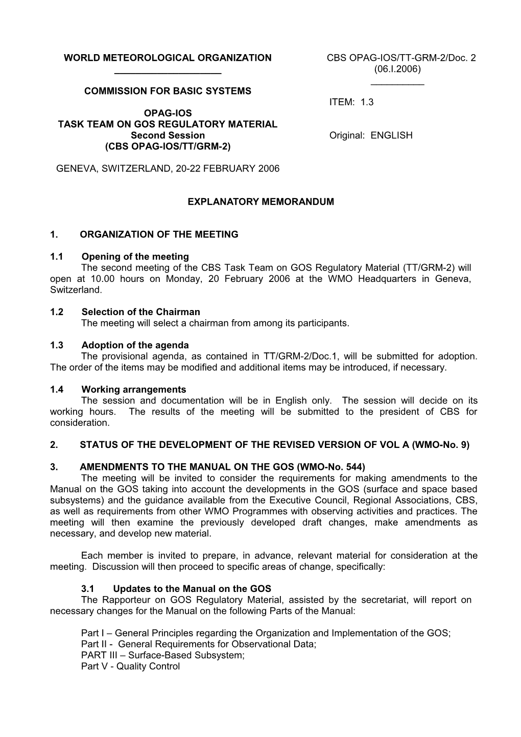 CBS OPAG-IOS/TT/GRM-2/Doc. 2, P. 1