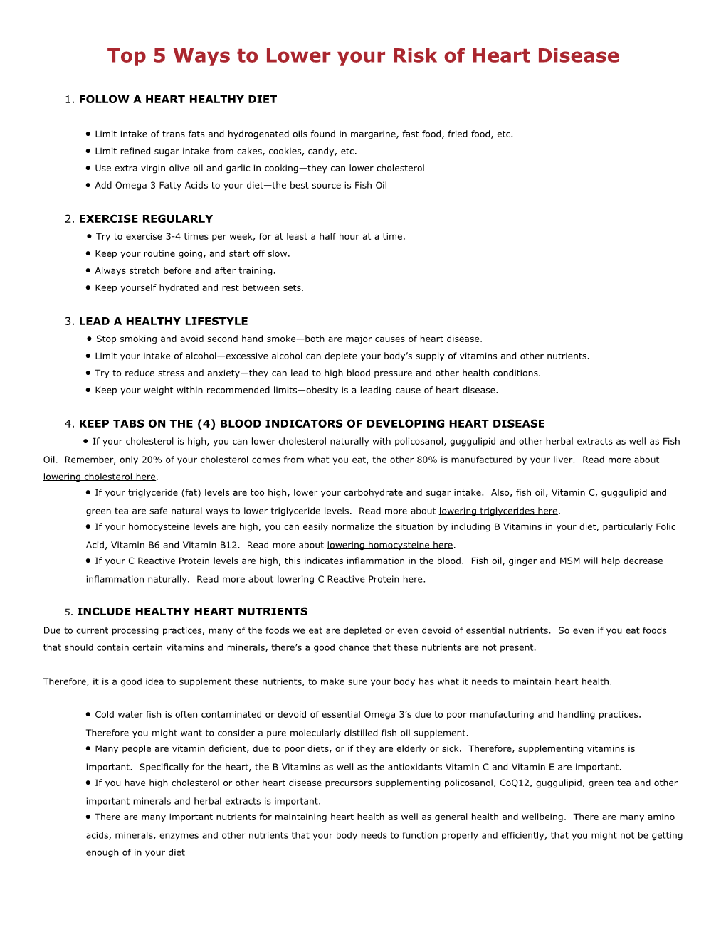 Top 5 Ways to Lower Your Risk of Heart Disease