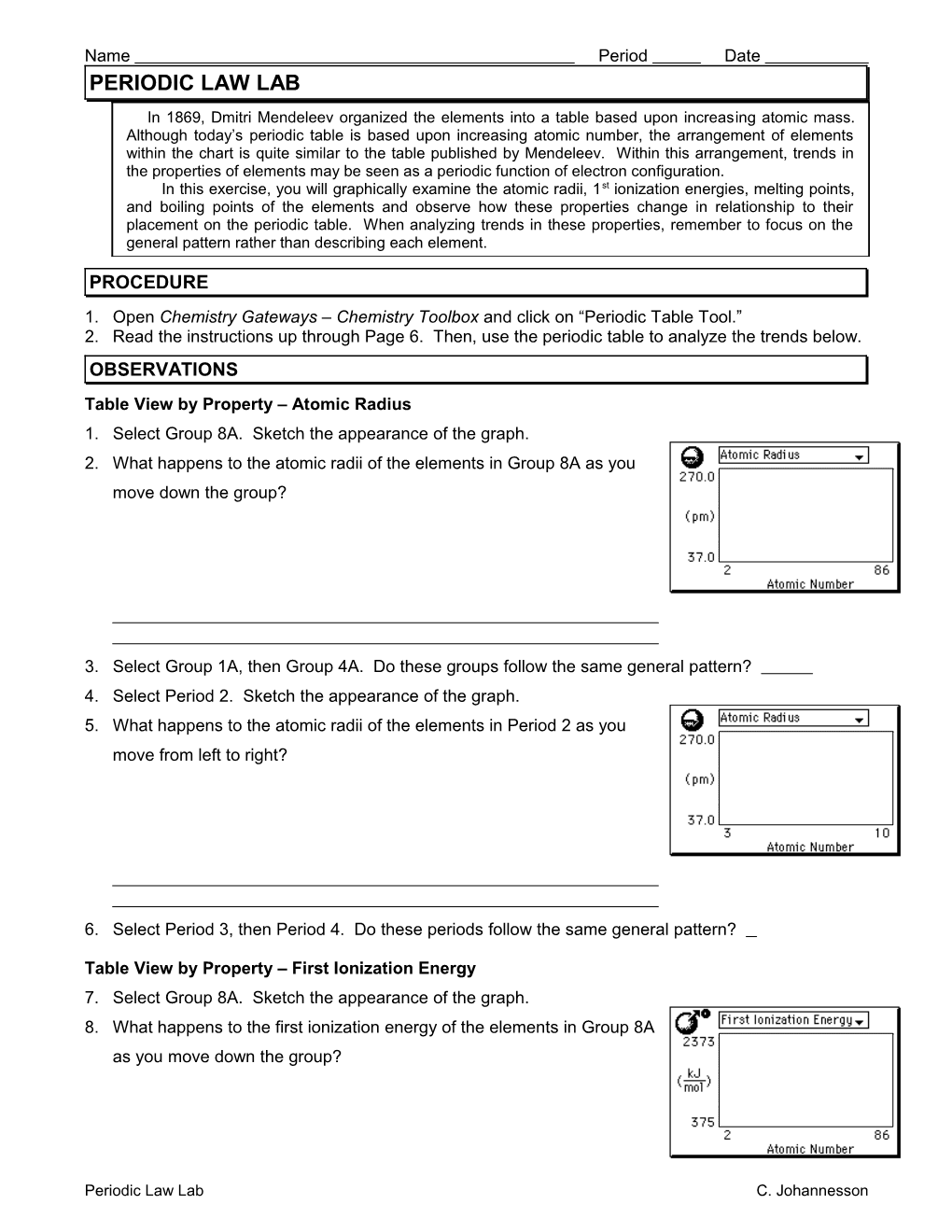 1. Open Chemistry Gateways Chemistry Toolbox and Click on Periodic Table Tool