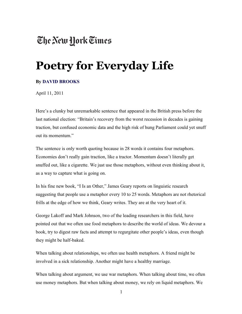 Poetry for Everyday Life