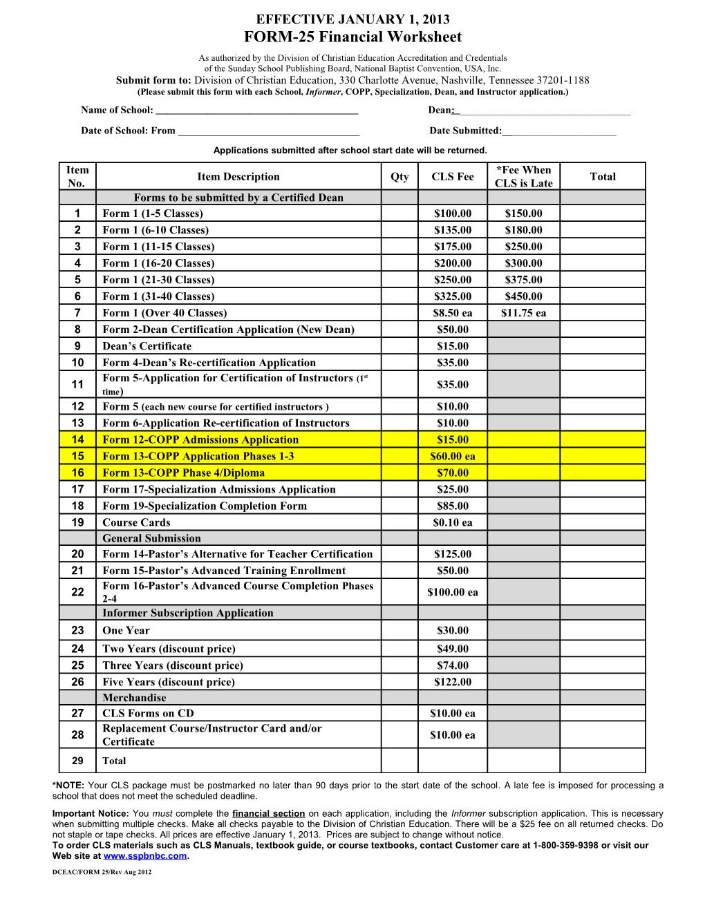 FORM-20 Financial Worksheet