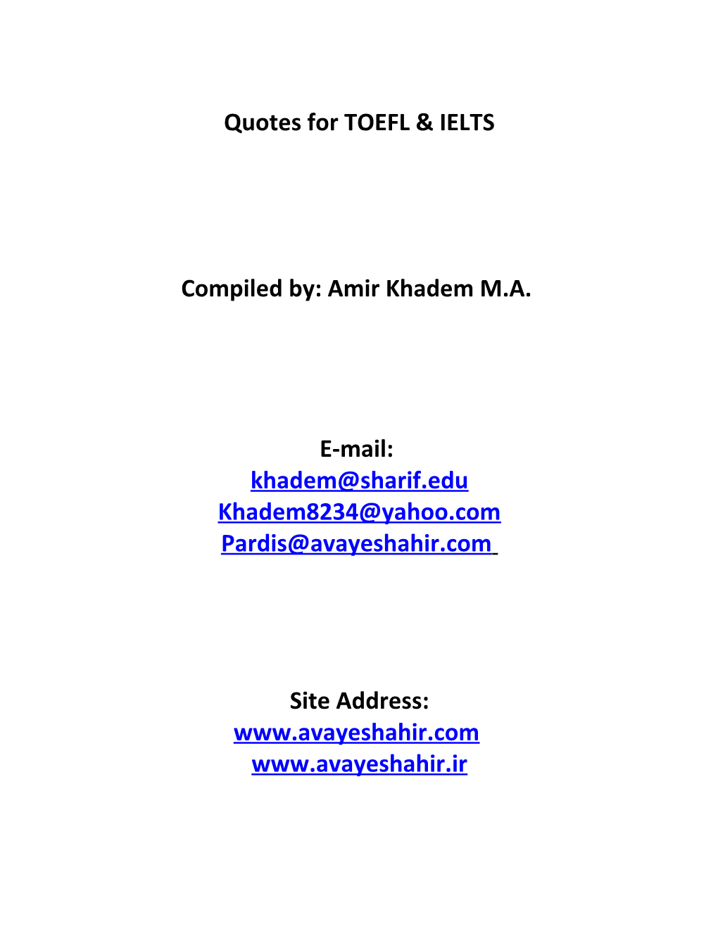 Quotes for TOEFL & IELTS