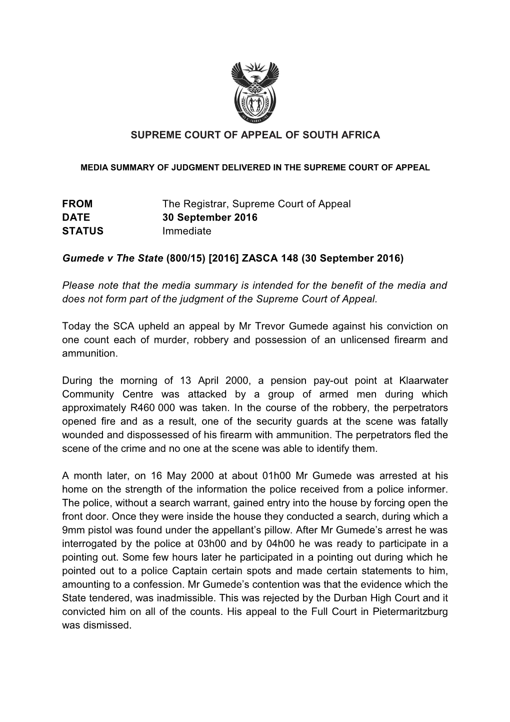 Supreme Court of Appeal of South Africa s12