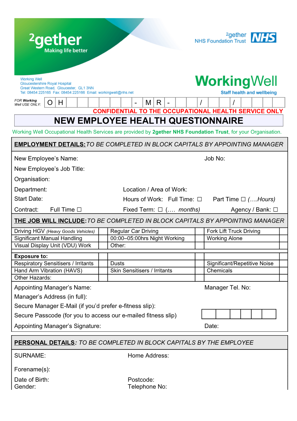 Gloucestershire County Nhs Occupational Health Service s1