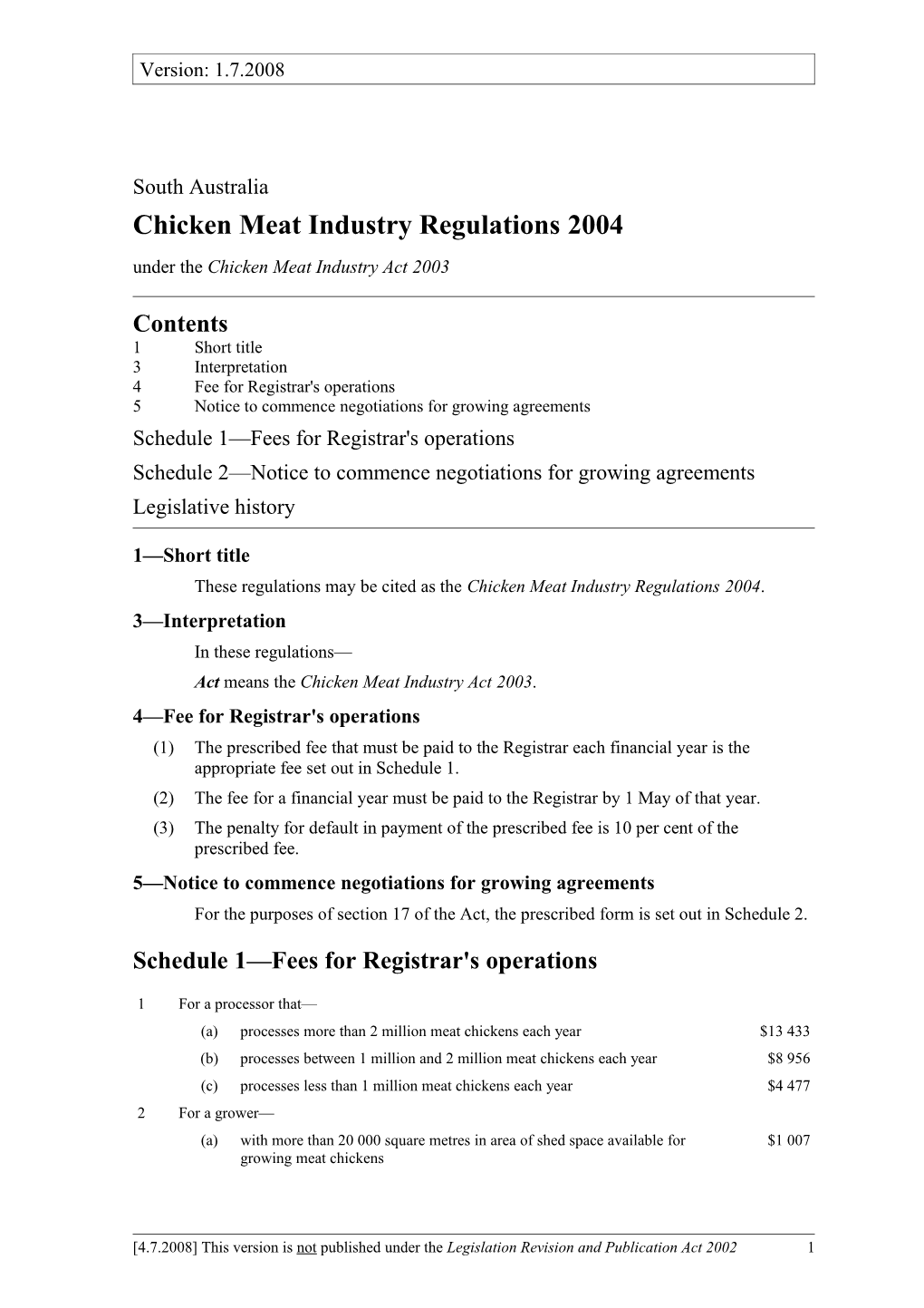 Chicken Meat Industry Regulations2004