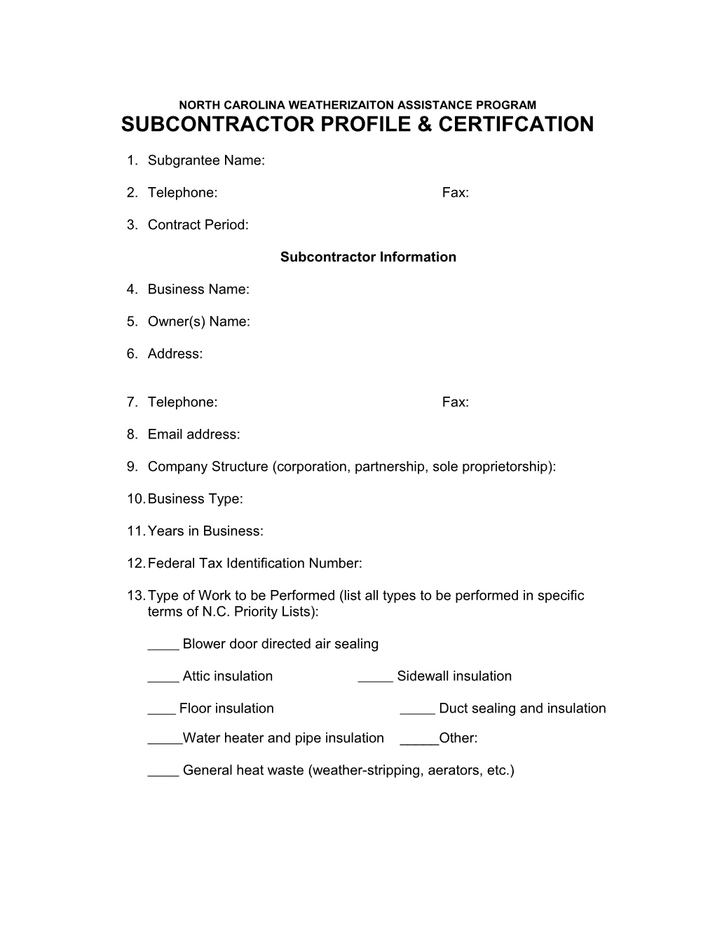 North Carolina Weatherization Assistance Program