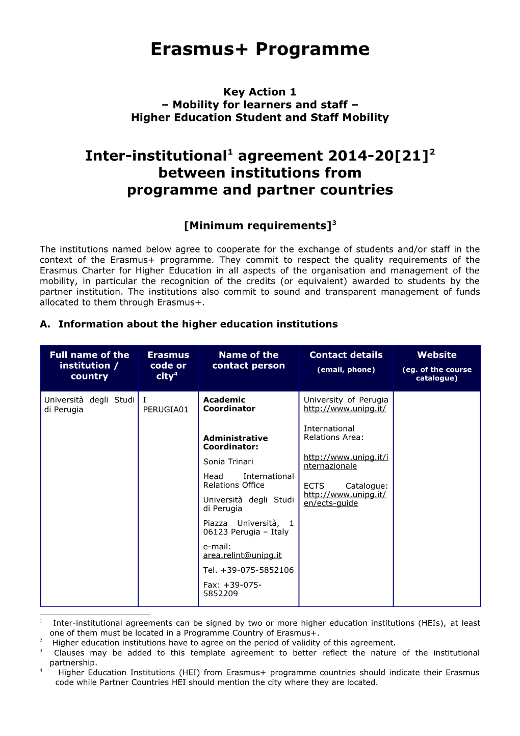 Inter-Institutional Agreement 2014-20 21 Between Institutions from Programme and Partner s1
