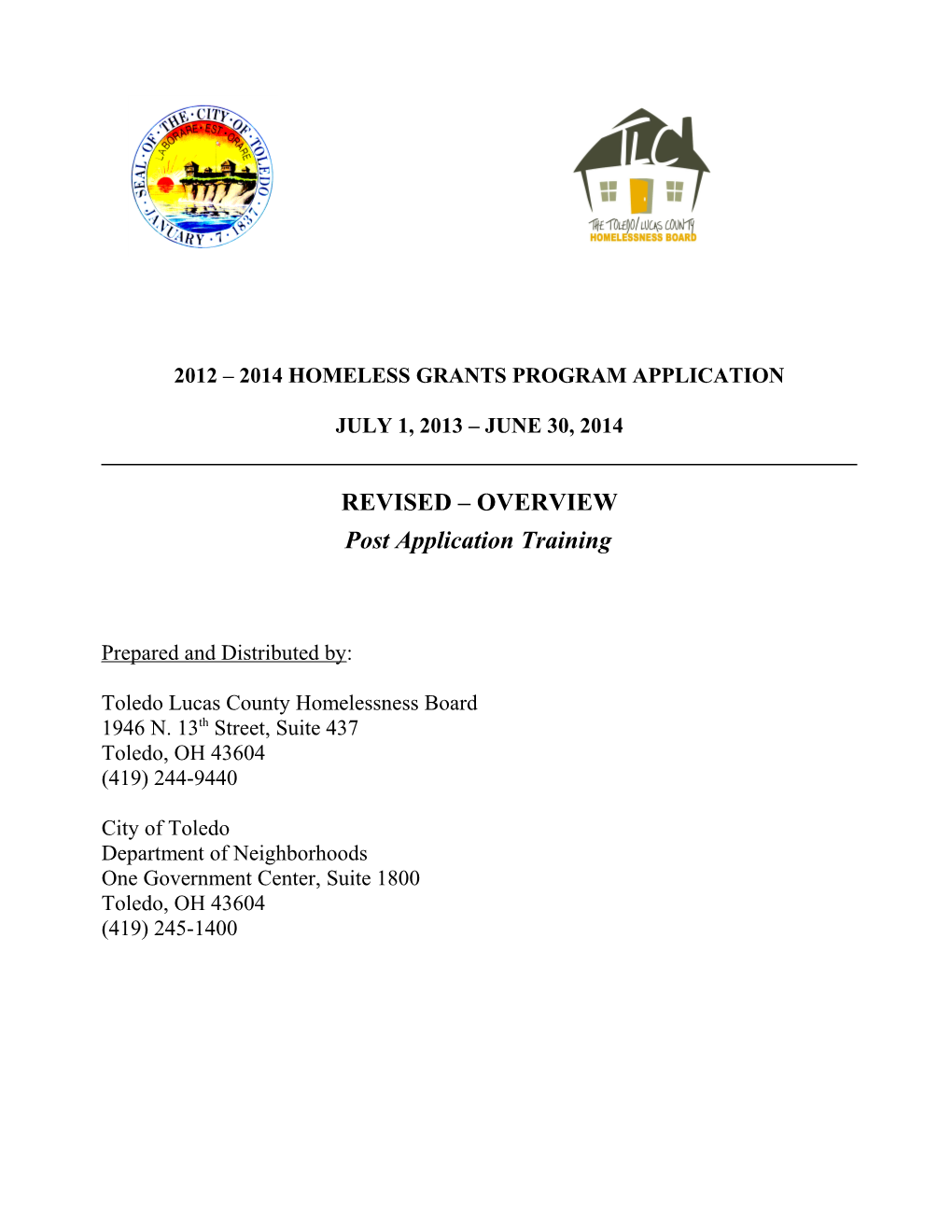 2012 2014 Homeless Grants Program Application