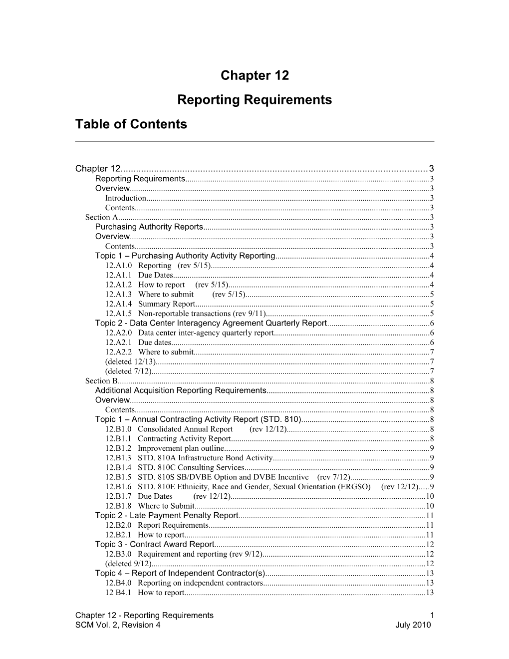 Section a - Purchasing Authority Reports